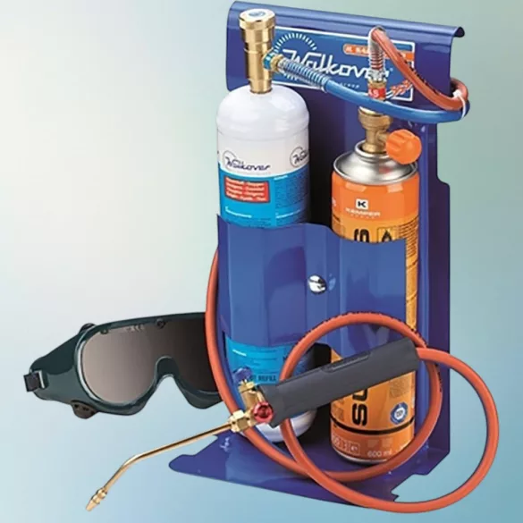 Autogén hegesztőkészlet, Kemper 555D, 600 ml, hordozható, 0,5 mm fúvóka + 0,65 mm tartalék fúvóka, 2 m tömlő, oxigén és Supergas patron