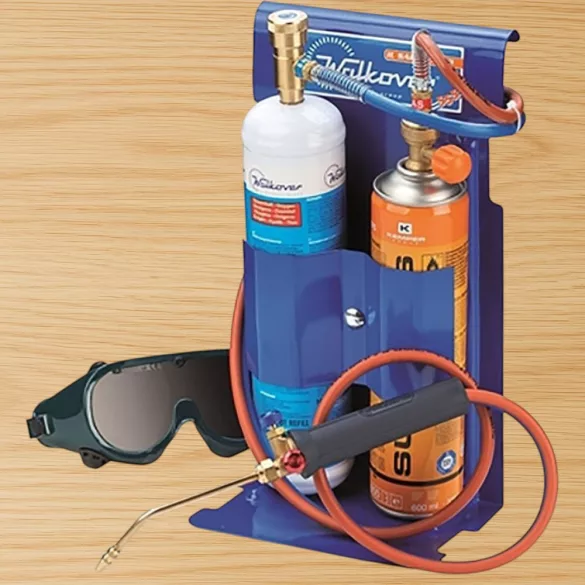 Autogén hegesztőkészlet, Kemper 555D, 600 ml, hordozható, 0,5 mm fúvóka + 0,65 mm tartalék fúvóka, 2 m tömlő, oxigén és Supergas patron