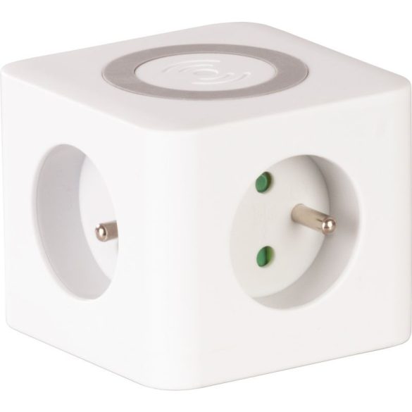 USB-s hosszabbítós elosztó, Strend Pro, 1,4 m, fehér, 3 aljzat, USB-C, 2 x USB-A 5 V, vezeték nélküli töltés, kocka