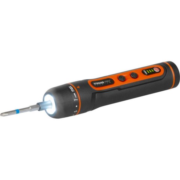 Akkumulátoros csavarhúzó, Strend Pro P09E2151, fekete/piros, 3 Nm, 0-350 fordulat/perc, 3,6 V Li-Ion, USB-C töltés, 27 darabos bitkészlet, hordtáskában