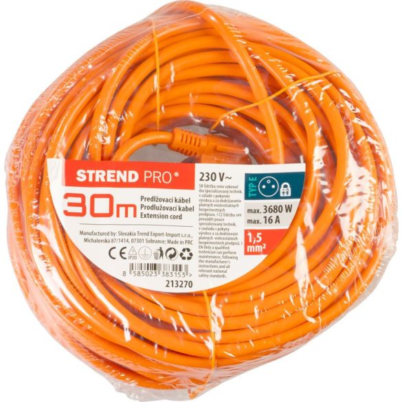 Lengő hosszabbító, Strend Pro DG-YFB01, 30 m, narancssárga, kapcsoló nélkül