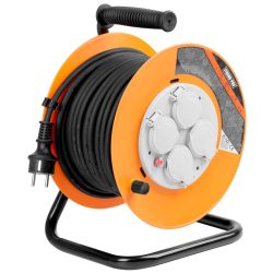   Kábeldob, Strend Pro CR038, 30 m, narancssárga, 4 aljzat, 230 V, IP44, gumi, maximum 3000 W