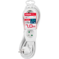   Hosszabbítós elosztó, Strend Pro DG-F803B, 7 m, fehér, 3 aljzat, új kiadás, otthoni és irodai használatra