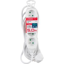   Hosszabbítós elosztó, Strend Pro DG-F804B, 5 m, fehér, 4 aljzat, új kiadás