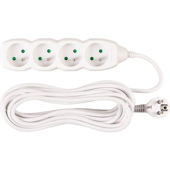 Hosszabbítós elosztó, Strend Pro DG-F804B, 7 m, fehér, 4 aljzat, új kiadás