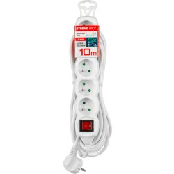   Hosszabbítós elosztó kapcsolóval, Strend Pro DG-F805BK, 10 m, fehér, 5 aljzat, új kiadás, otthoni és irodai használatra