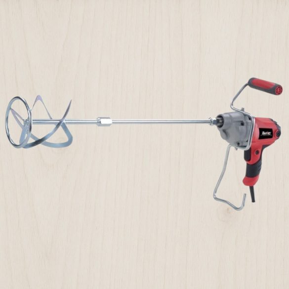 Elektromos habarcskeverő, Burley R6167, piros/fekete, 850 W, menet: M14, maximum 120 mm keverőlapát, 0-500 fordulat/perc, 230 V/50 Hz