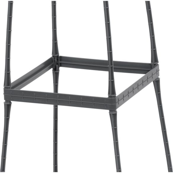 Műanyag virágcserép, Strend Pro Garden Herrison FP8018, sötétszürke, 25 × 25 cm, magasság: 105 cm, háromszintes támasztótoronnyal, 16 l, négyzetes