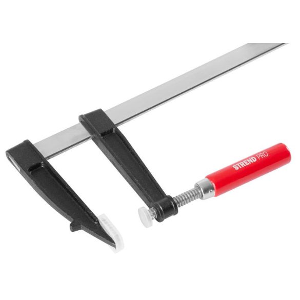 Asztalos szorító, Strend Pro, 1000 x 120 mm, acél rúd, fa markolat, könnyen forgó menet, műhelyi használatra