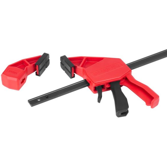 Gyorsszorító, Strend Pro Premium DT6608, fekete/piros, 750 mm, egykezes, gyors kioldással, nyújtásra is alkalmas, maximum 150 kg szorítónyomás