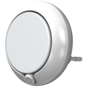 Éjszakai lámpa, Ledvance Lunetta Round White, 7,1 × 6 cm, fehér, LED, melegfehér fény, automatikus be- és kikapcsolás, kapcsolóval, konnektorba dugható