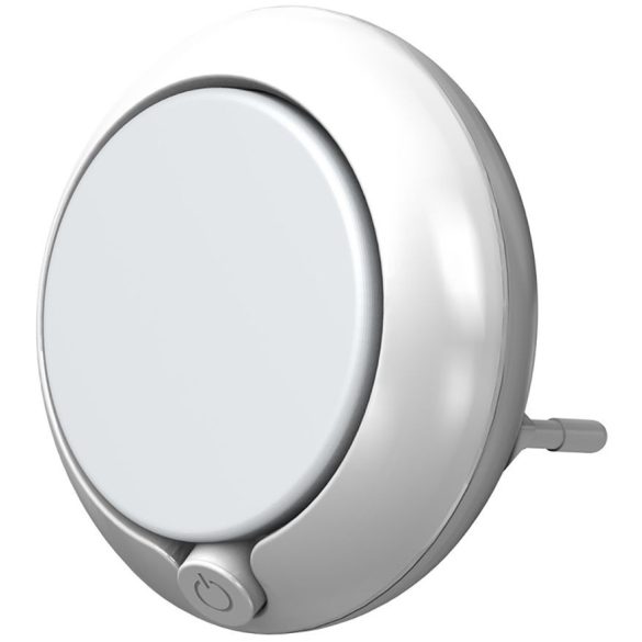 Éjszakai lámpa, Ledvance Lunetta Round White, 7,1 × 6 cm, fehér, LED, melegfehér fény, automatikus be- és kikapcsolás, kapcsolóval, konnektorba dugható
