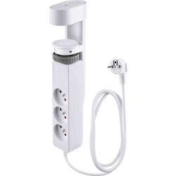   USB-s hosszabbítós elosztó, Strend Pro, 1,4 m, fehér, 6 az 1-ben, 3 aljzat, 2 × USB-A, 1 × USB-C, asztalra rögzíthető