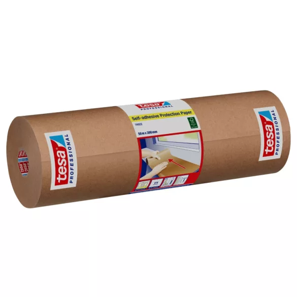Öntapadós védőpapír, Tesa Professional, barna, 30 cm x 50 m, kraftpapír, integrált ragasztószegéllyel, többször áthelyezhető