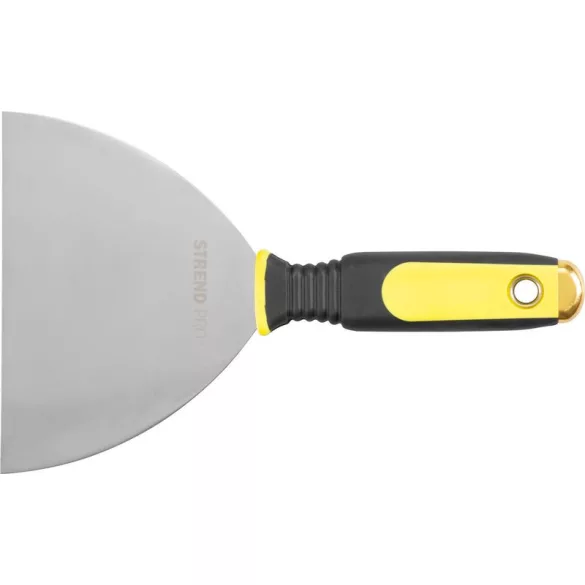 Spatula, Strend Pro S6170, sárga/fekete nyél, 15 cm, rozsdamentes acél lap, műanyag markolat, gipszkartonhoz