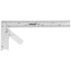   Asztalos derékszög, Strend Pro FSC-08, ezüst, 40 cm, alumínium, szögmérővel, pontos szögjelöléshez