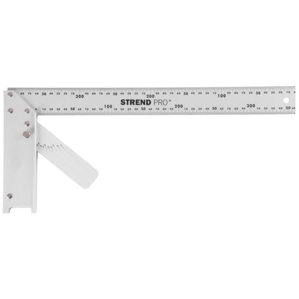 Asztalos derékszög, Strend Pro FSC-08, ezüst, 40 cm, alumínium, szögmérővel, pontos szögjelöléshez