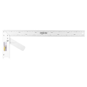 Asztalos derékszög, Strend Pro FSC-08, ezüst, 50 cm, alumínium, szögmérővel, pontos szögjelöléshez