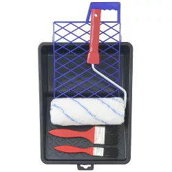   Festőkészlet, Strend Pro Brosse PS012A, 6 részes: festőhenger 178 mm, hengerfogantyú 290 mm, tálca 34,5 x 25 x 7 cm, 2 laposecset, keverőrács