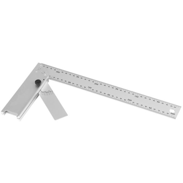 Asztalos derékszög, Strend Pro DY-5030, ezüst, 35 cm, alumínium, szögmérővel, pontos szögjelöléshez