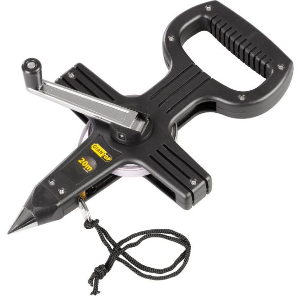 Mérőszalag, Giantop CR-J01, fekete, leszúrható, 20 m, acél szalag, műanyag tok, hajtókarral