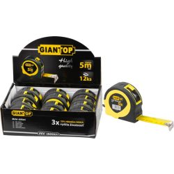   Mérőszalag, Giantop CR-82 CE, sárga/fekete, 12 db-os doboz, 5 m/19 mm, acél szalag, műanyag tok