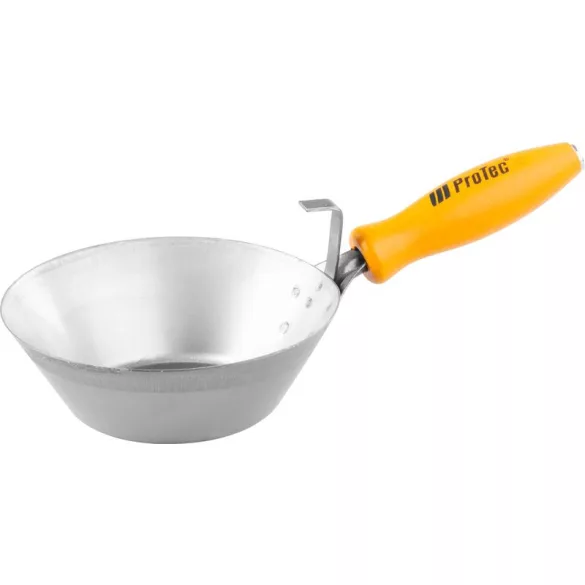 Kőműves serpenyő, ProTec Profi, ezüst, 180 mm, edzett acél fej, fa nyél, akasztófül