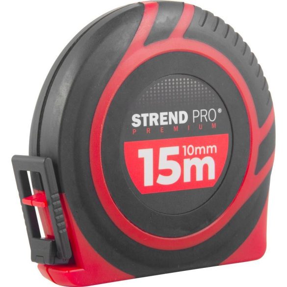 Mérőszalag, Strend Pro Premium LWR1510, fekete/piros, 15 m/10 mm, műanyag tok