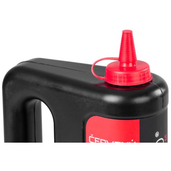 Kőműves jelölőpor, Strend Pro Premium, 1400 g, piros, nagy láthatóság, adagolós tartály, vonalakhoz és mérési pontokhoz