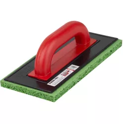   Szivacsos simító, Strend Pro Premium REDhand, fekete/piros, 28 x 14 x 1,8 cm, zöld durva szivacs, ABS műanyag, vakolat és fugázási munkákhoz