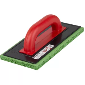 Szivacsos simító, Strend Pro Premium REDhand, fekete/piros, 28 x 14 x 1,8 cm, zöld durva szivacs, ABS műanyag, vakolat és fugázási munkákhoz