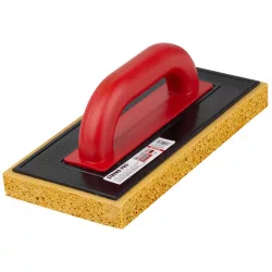   Szivacsos simító, Strend Pro Premium REDhand, fekete/piros, 28 × 14 × 3,0 cm, sárga extra finom szivacs, ABS műanyag, vakolat és fugázási munkákhoz