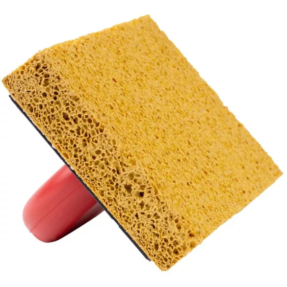 Szivacsos simító, Strend Pro Premium REDhand, fekete/piros, 28 × 14 × 3,0 cm, sárga extra finom szivacs, ABS műanyag, vakolat és fugázási munkákhoz