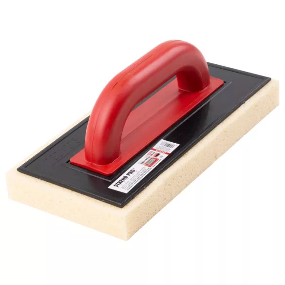 Szivacsos simító, Strend Pro Premium REDhand, fekete/piros, 28 × 14 × 3,0 cm, bézs extra tengeri szivacs, ABS műanyag, vakolat és fugázási munkákhoz (2161176)