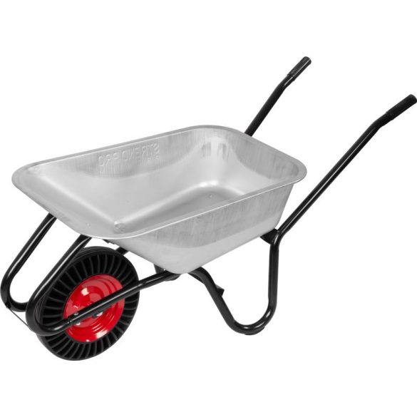 Talicska, Strend Pro Premium Fortis D-1, ezüst/fekete, 100 l, defektmentes tömör Bantam kerék, horganyzott acél puttony, 160 kg teherbírás, PVC markolat