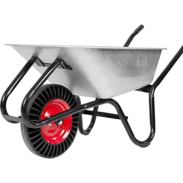 Talicska, Strend Pro Premium Fortis D-1, ezüst/fekete, 100 l, defektmentes tömör Bantam kerék, horganyzott acél puttony, 160 kg teherbírás, PVC markolat