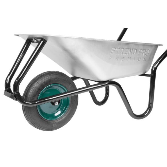 Talicska, Strend Pro Premium Fortis D-2, ezüst/fekete, 85 l, felfújható kerék, horganyzott acél puttony, 180 kg teherbírás, PVC markolat