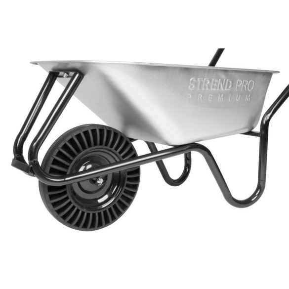 Talicska, Strend Pro Premium Fortis D-2, ezüst/fekete, 85 l, defektmentes tömör Bantam kerék, horganyzott acél puttony, 180 kg teherbírás, PVC markolat