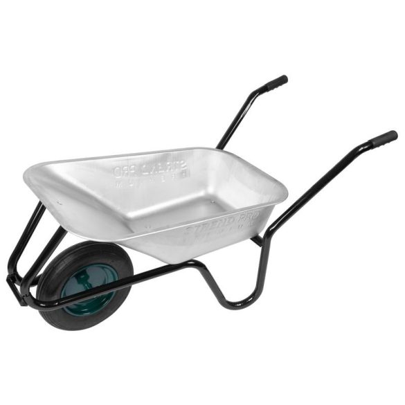 Talicska, Strend Pro Premium Fortis D-2, ezüst/fekete, 100 l, felfújható kerék, horganyzott acél puttony, 180 kg teherbírás, PVC markolat
