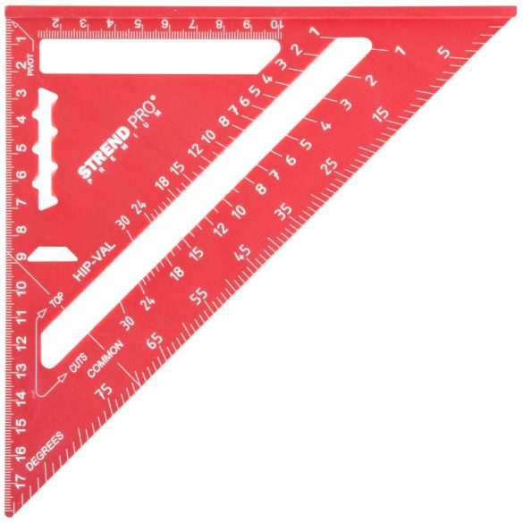 Asztalos derékszög, Strend Pro Premium, piros, 18 cm, háromszög kivitel, alumínium, pontos szögjelöléshez, profi és barkács munkákhoz