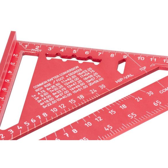 Asztalos derékszög, Strend Pro Premium, piros, 18 cm, háromszög kivitel, alumínium, pontos szögjelöléshez, profi és barkács munkákhoz