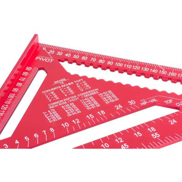 Asztalos derékszög, Strend Pro Premium, piros, 30 cm, háromszög kivitel, alumínium, pontos szögjelöléshez, profi és barkács munkákhoz