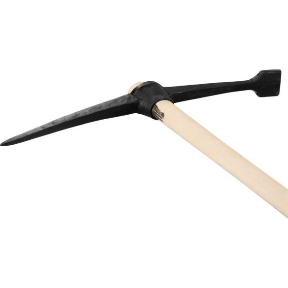 Csákány, Strend Pro Garden P-405, fekete, 3000 g, fa nyél, acél fej, kétoldalas, kalapáccsal, kemény és sziklás talajhoz