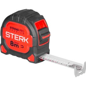 Mérőszalag, Strend Pro Premium Sterk RZ8027, fekete/piros, 8 m/27 mm, műanyag tok