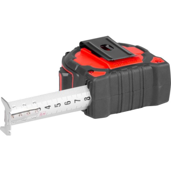 Mérőszalag, Strend Pro Premium Sterk RZ8027, fekete/piros, 8 m/27 mm, műanyag tok