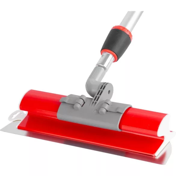 Vakolatsimító készlet, Strend Pro Premium, piros, 25–100 cm, rozsdamentes acél penge, simítótartóval, teleszkópos rúddal, hordtáskában, gletthez és gipszvakolathoz