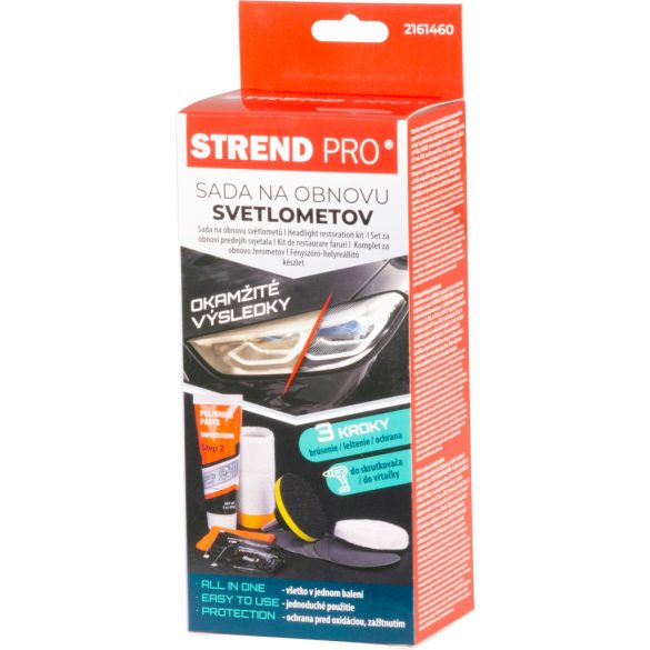 Fényszórófelújító készlet, Strend Pro, felújításhoz, tisztításhoz, polírozáshoz, 14 részes