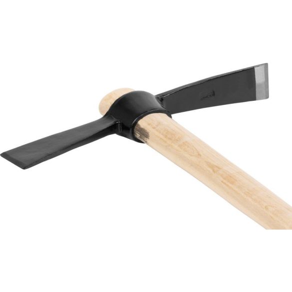 Csákány, Strend Pro Garden 722-10WH, fekete, 2500 g, fa nyél, acél fej, kétoldalas, tűzoltós, kemény és sziklás talajhoz
