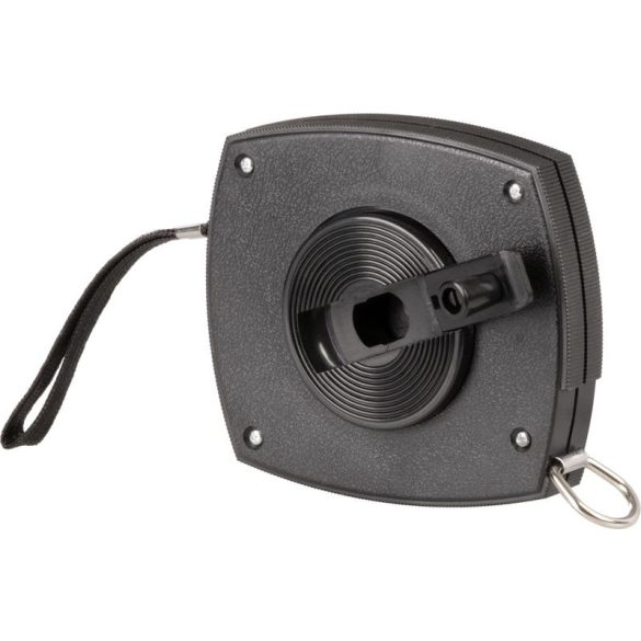 Mérőszalag, Giantop CR-001, fekete, 20 m/10 mm, acél szalag, fém rögzítőhurok, műanyag tok, tekercselő fogantyú