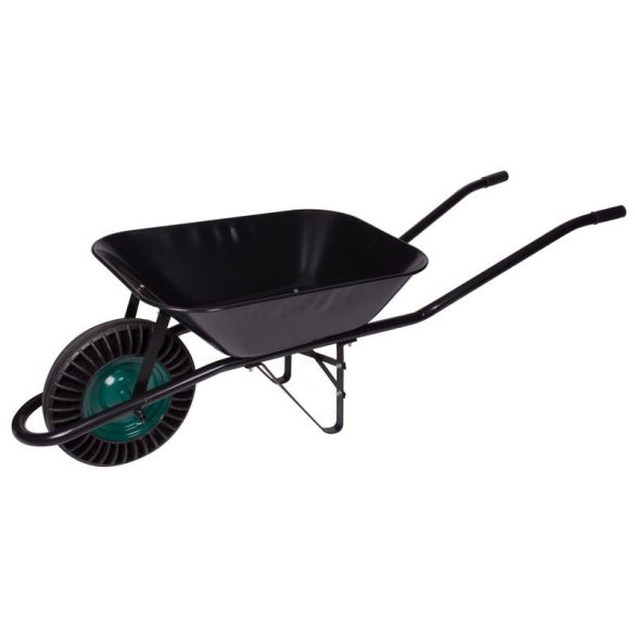 Talicska, Strend Pro Garden Cargo60 Eko Light, fekete, 60 l, defektmentes tömör Bantam kerék, lakkozott acél puttony, 100 kg teherbírás, PVC markolat